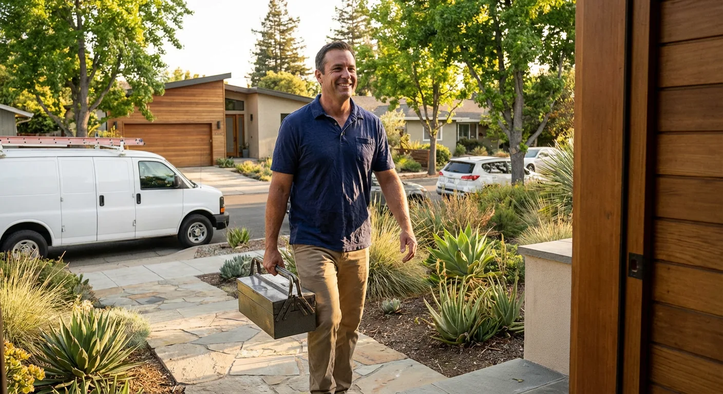 Viking appliance repair technician arriving at Bay Area home for same-day service